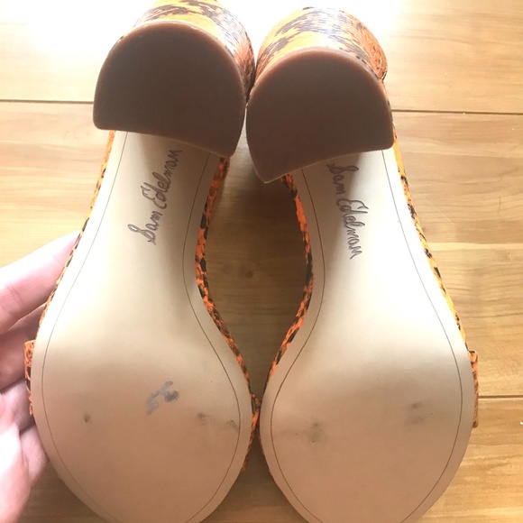 NWOT Sam Edelman “Yaro” Orange Snake Heels - Picture 9 of 9